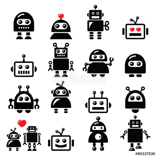 Artificial Intelligence (AI), robot icons set. Vector icons set of 