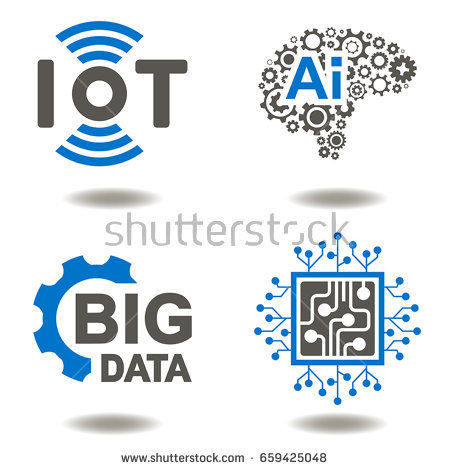 AI (artificial intelligence) icon set. Stock image and royalty 