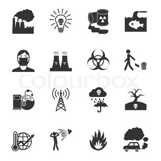 Industrial Air Pollution Icons Set Stock Vector - Illustration of 