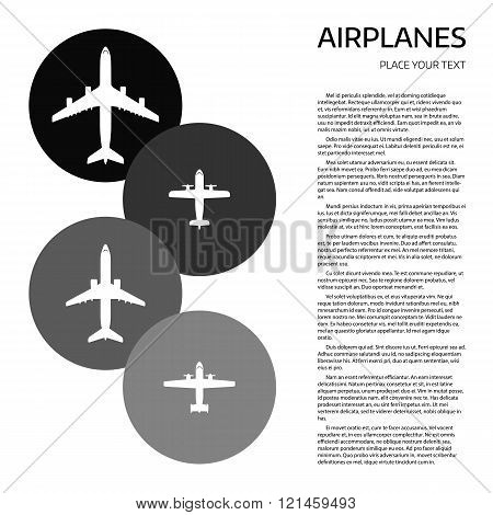 Futuristic Airplane Icon On Black And White Vector Backgrounds 