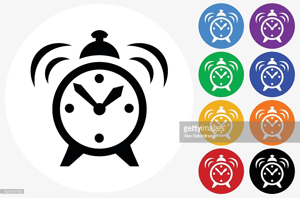 Alarm Clock Icon On Flat Color Circle Buttons Vector Art | Getty 