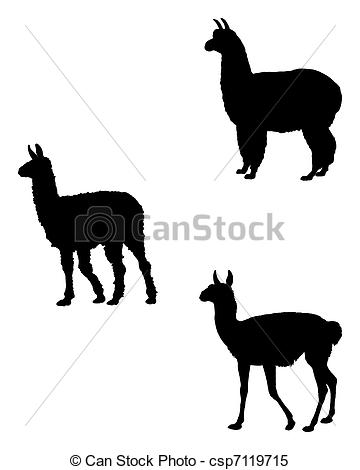 Alpaca icon black and white color set Royalty Free Vector