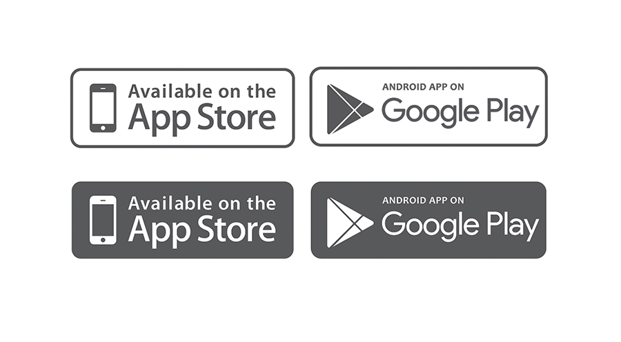 App Store  Google Play Buttons x2 ~ Web Elements ~ Creative Market