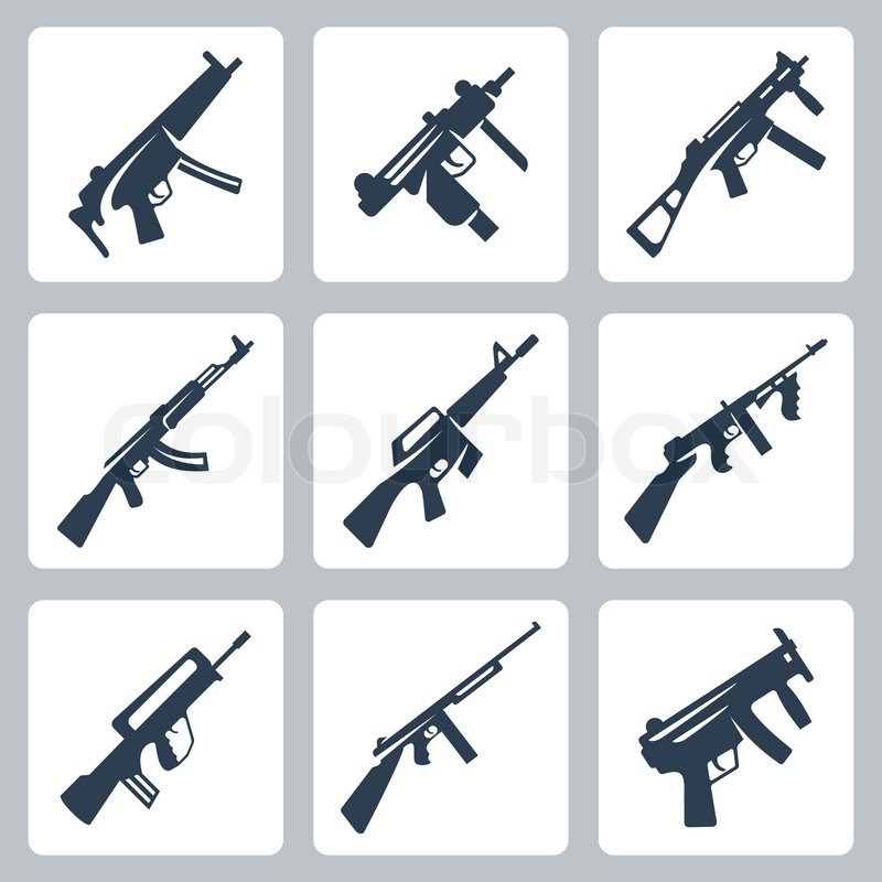 Military assault rifle icon in outline style isolated on clip 