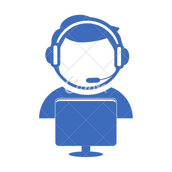 Assistant Icon. Silhouette Operator Call Center With Headset 