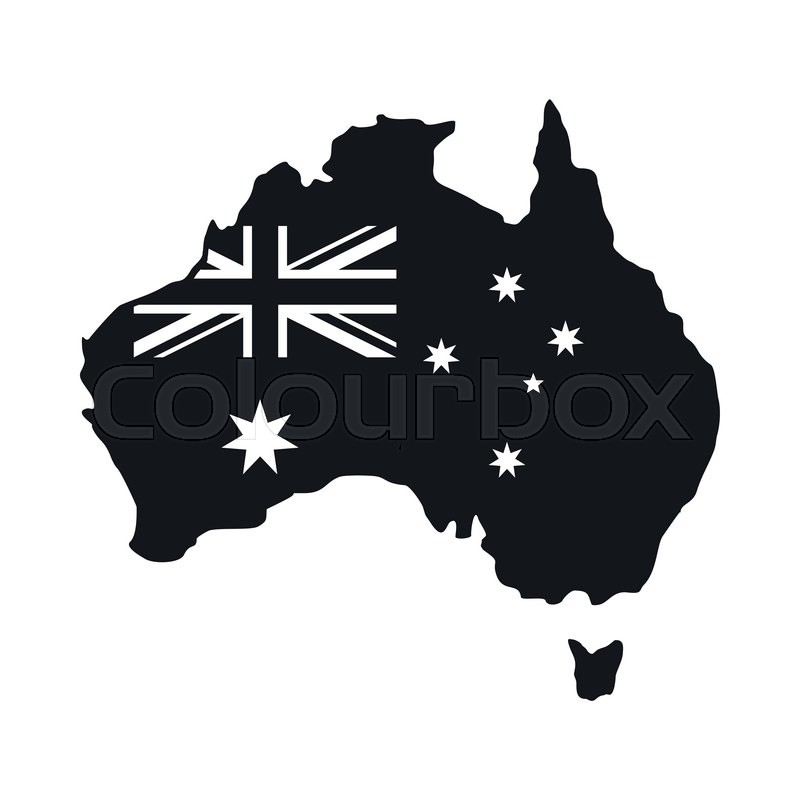 Australian flag banner map icon logo of Australia Stock Photo 