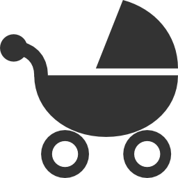 Baby Carriage vector icon. Style is flat symbol, black color 