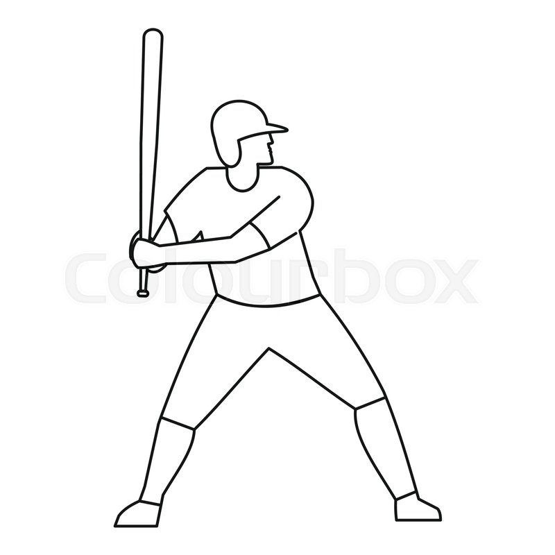 Professional Baseball Player Icon Flat Illustration Stock Vector 