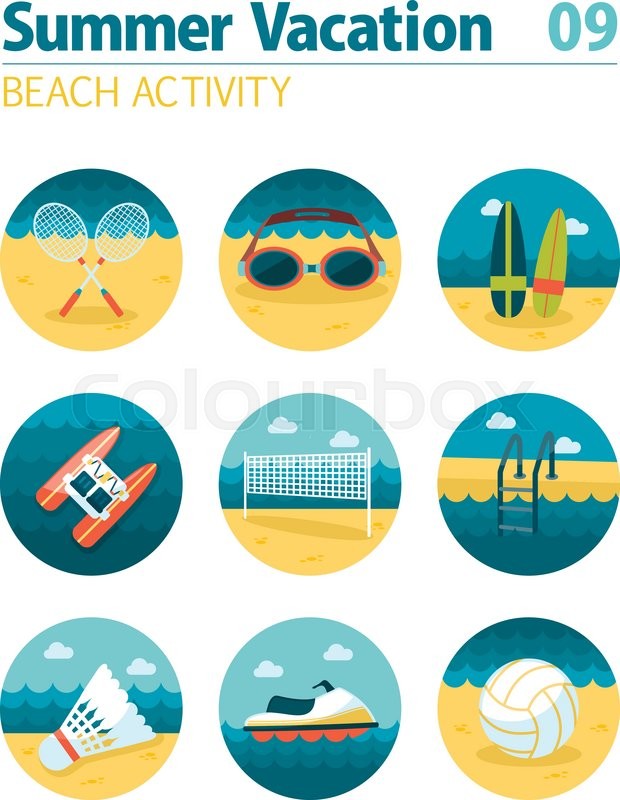 Vector Beach Icons Or Elements Silhouettes Royalty Free Cliparts 