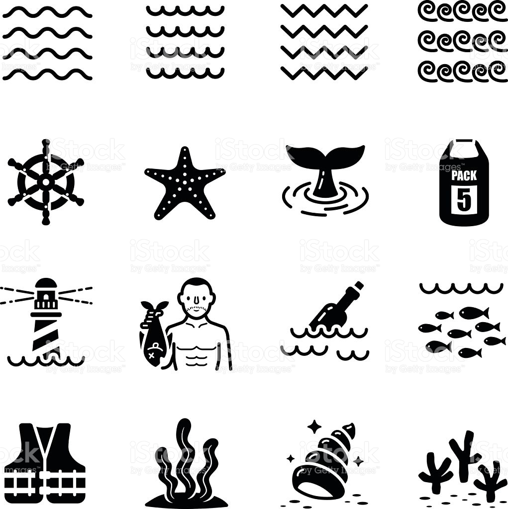 Set Of Sea And Beach Icons. Vector Illustration. Stock Vector 