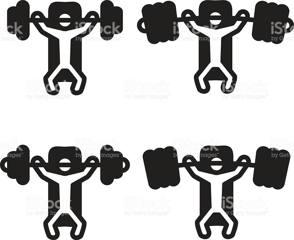 Muscle man trained in the gym bar bench press icon in vector 