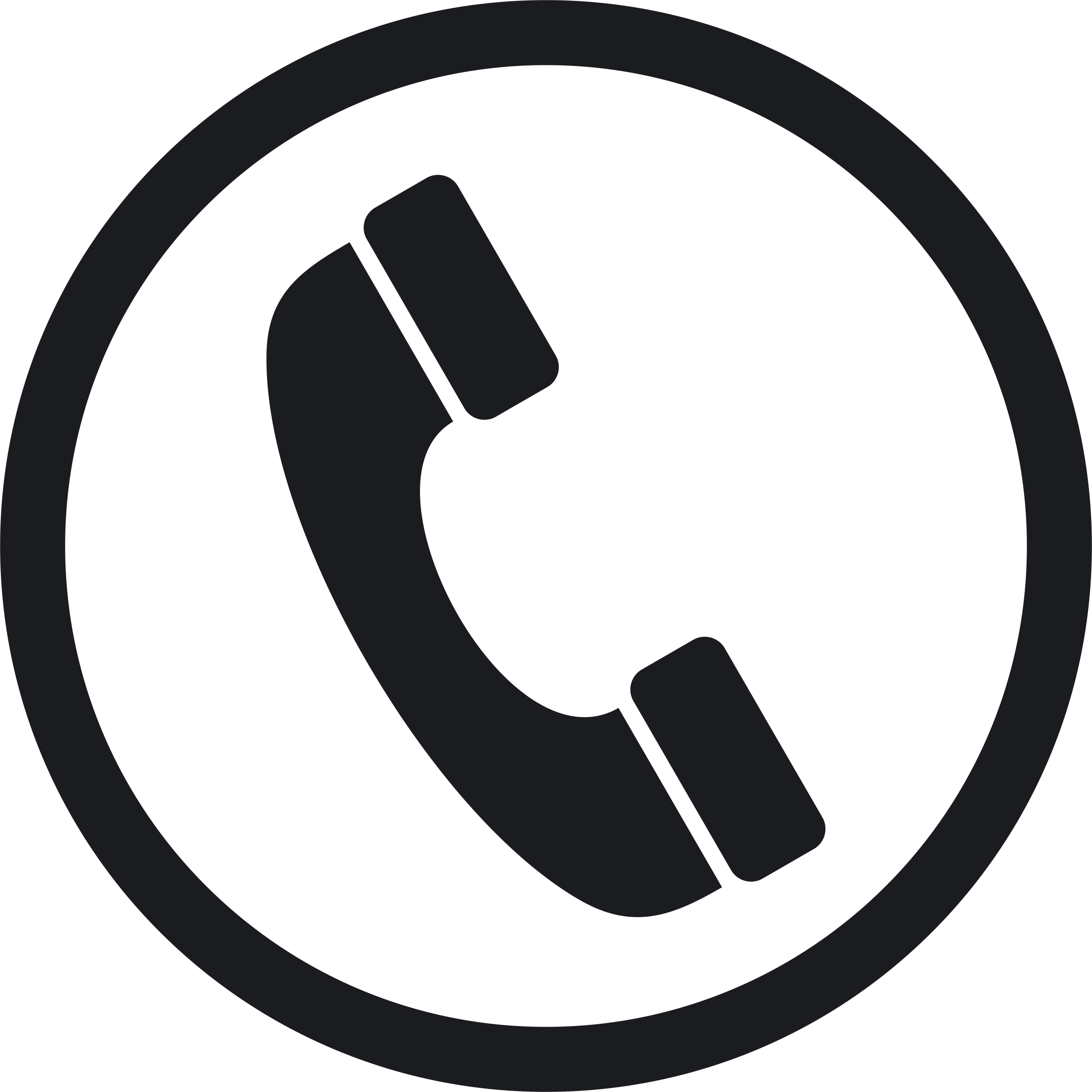 Monochrome round phone icon. Image of old phone in black clip 