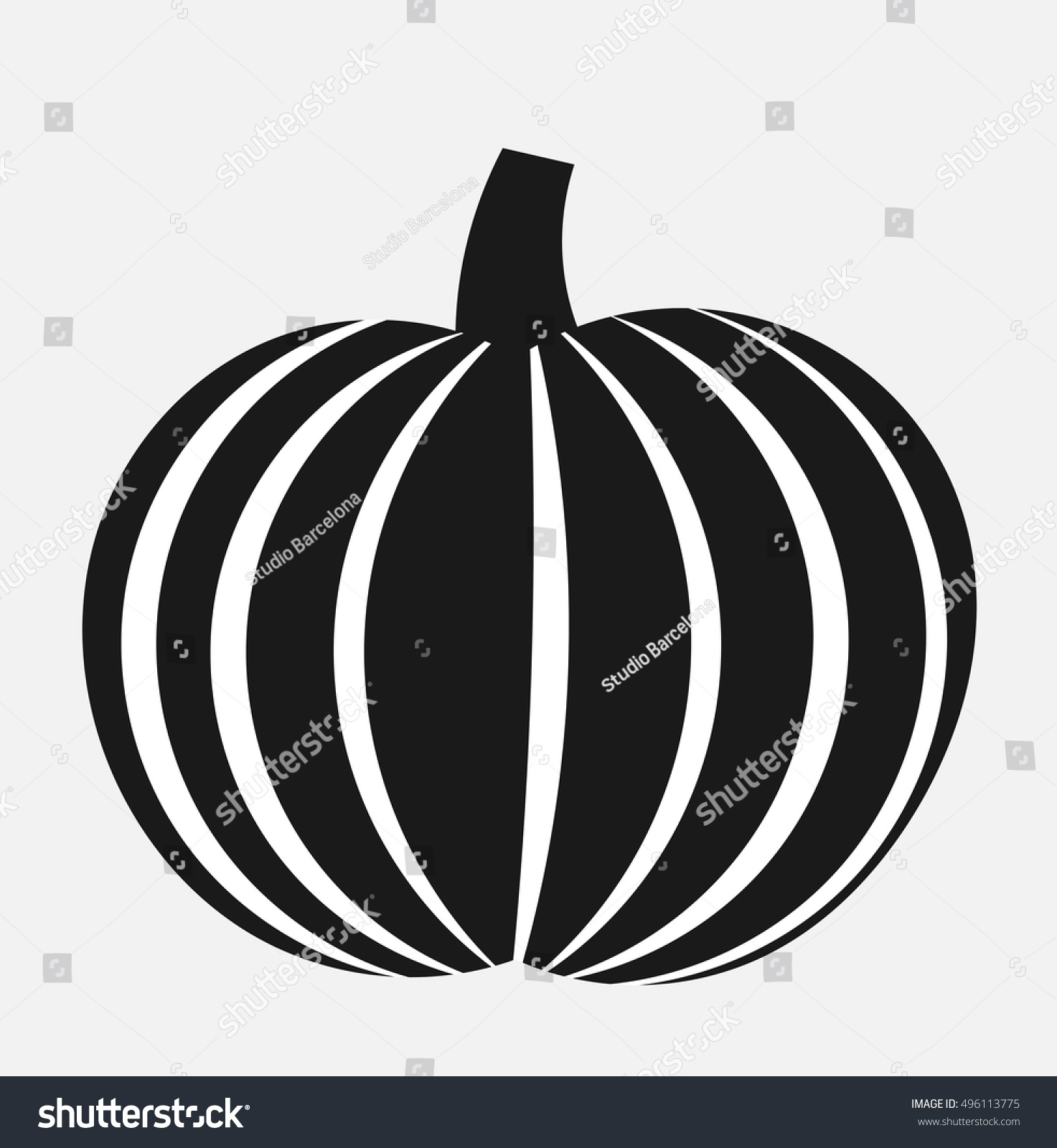 Black Pumpkin Icon Vector Illustration Stock Vector 496113775 