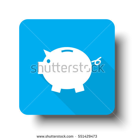 Piggy bank dollar sign icon isolated on special blue square button 