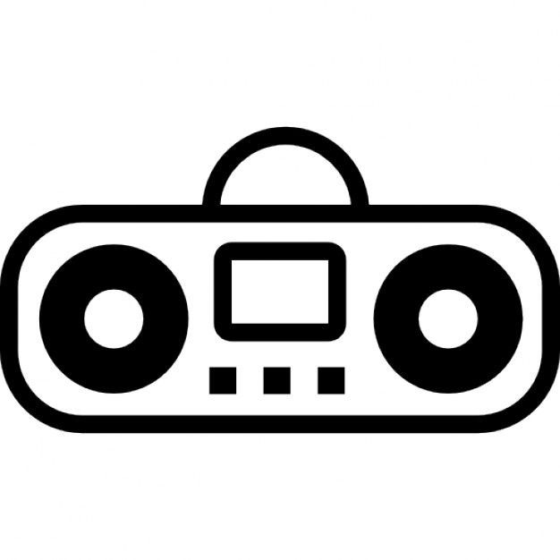 Boombox black simple icon isolated on a white | Stock Vector 