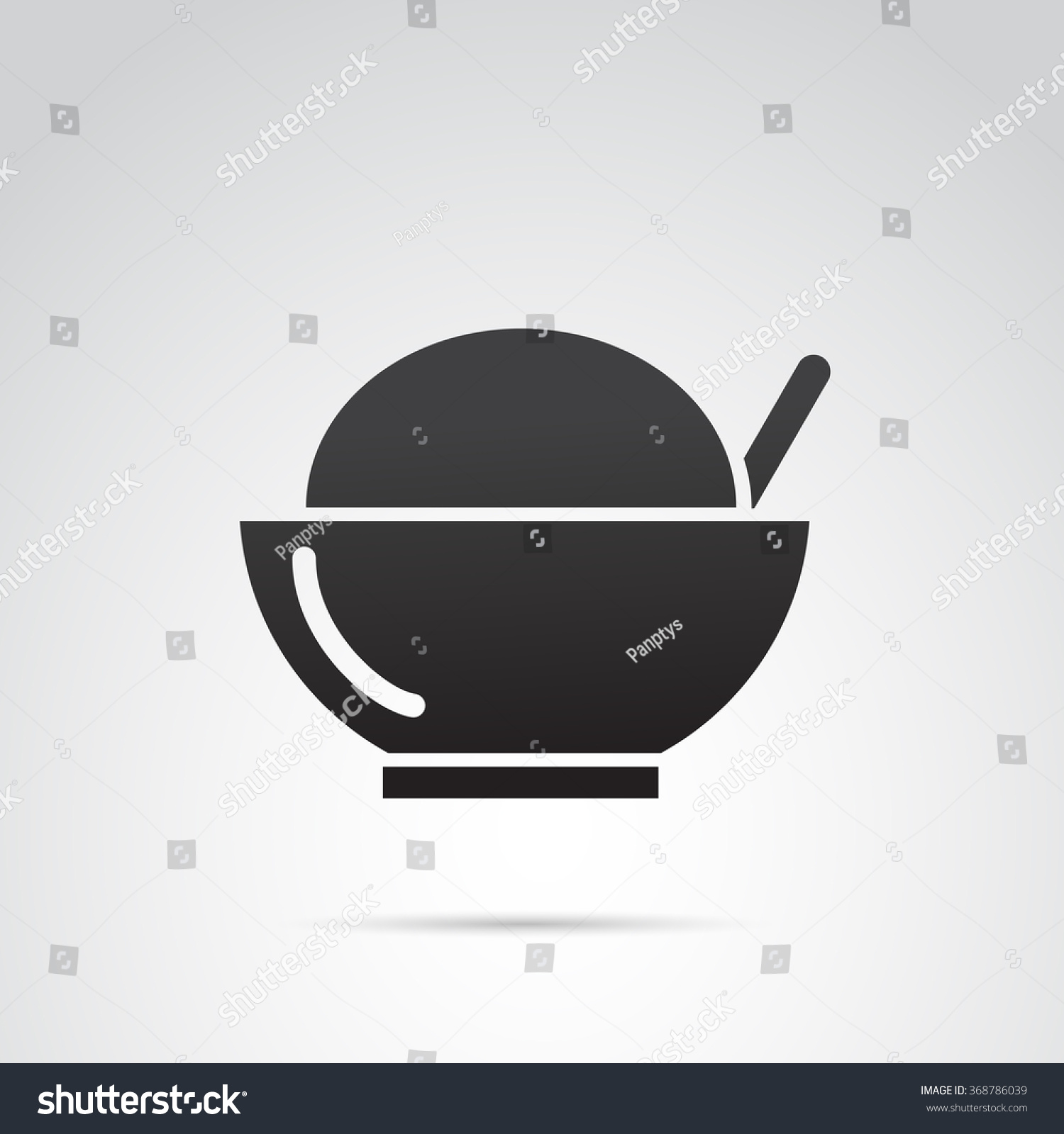 Monochrome japanese bowl of rice icon on white Vector Image