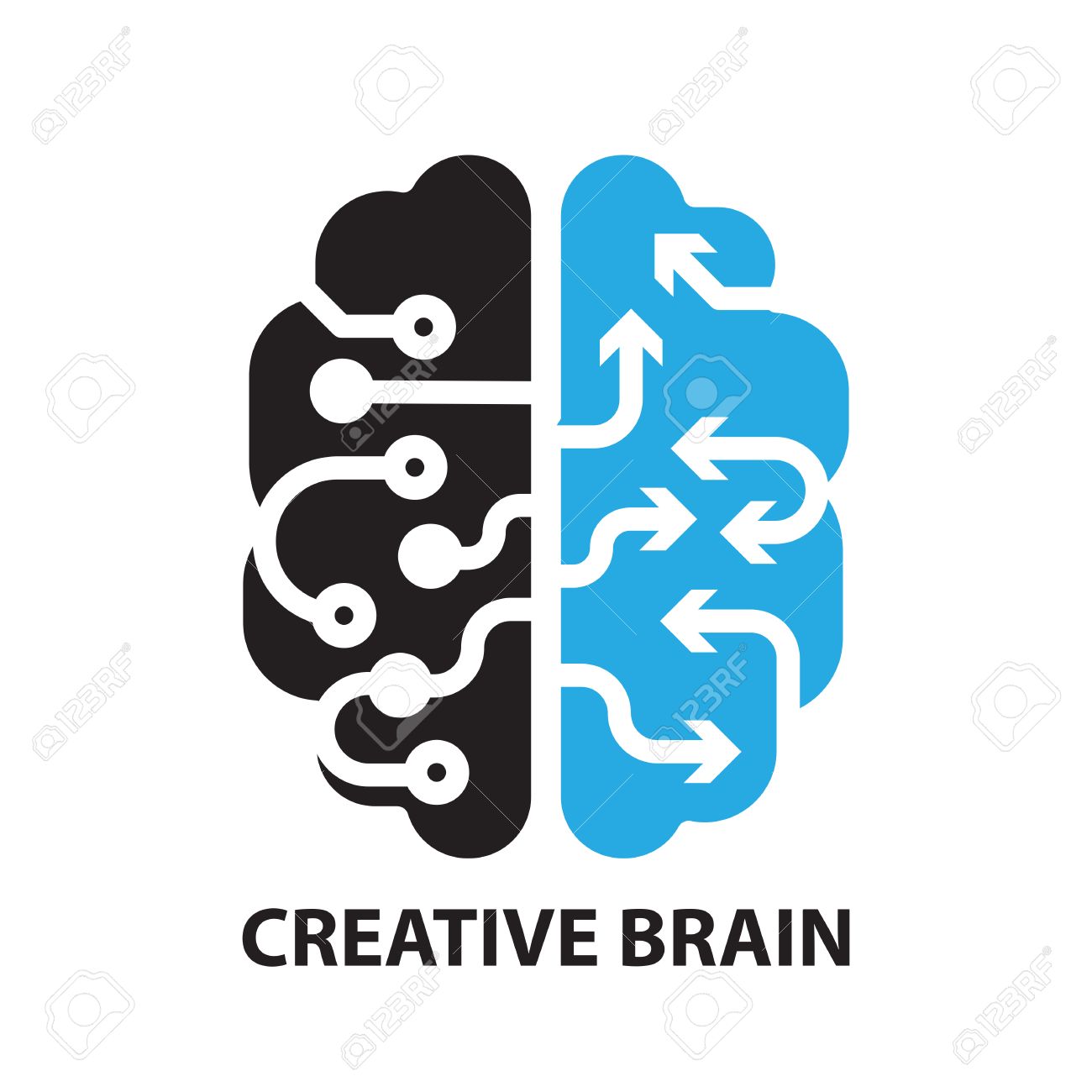 Brain Logo design vector template. Generate idea. Brainstorming 