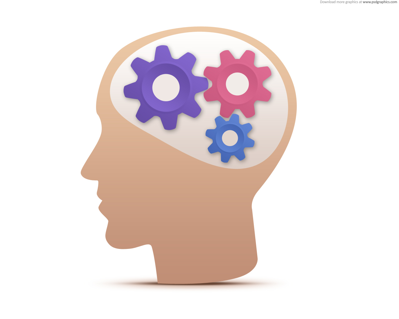 Brain, cogs, cogwheels, gears, head, latest, technology icon 