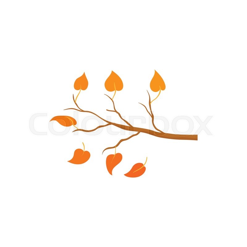 Spring tree branch icon in cartoon style isolated on white 