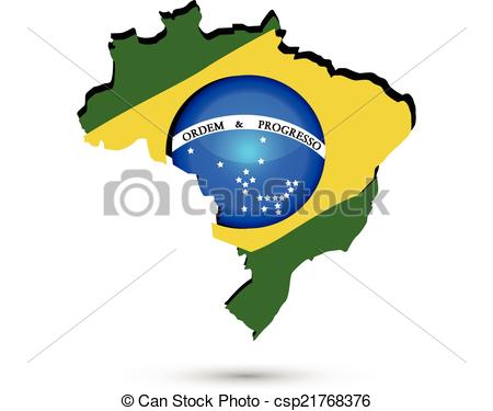 Flat Icon In Black And White Brazil Map Royalty Free Cliparts 