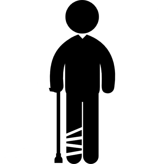 Man With Broken Leg,gypsum Foot Crutch Vector Line Icon, Sign 
