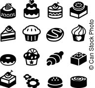 Set Fudge Brownie Cake Icon Silhouette Stock Vector 425762305 