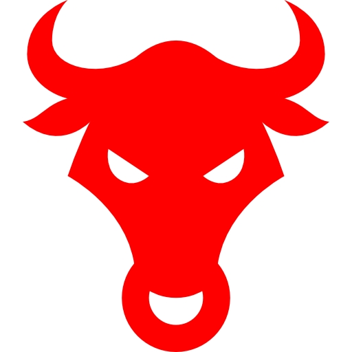 Bull, cow, growth, positive trend, stock market, trader icon 
