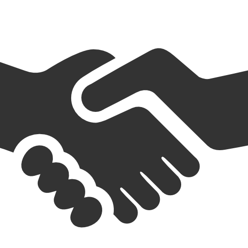 Business Handshake Icon, Black Silhouette On A White Background 