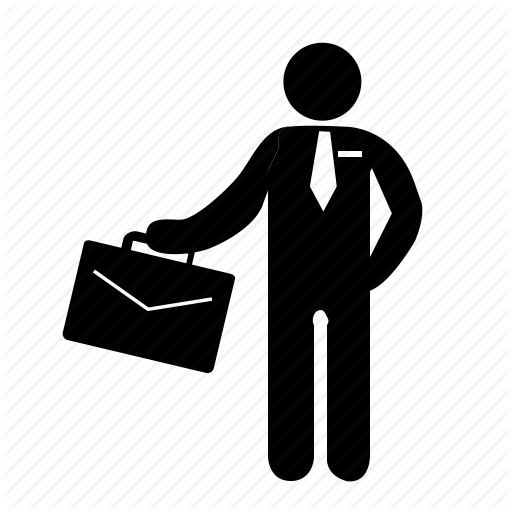 Male business person holding a suitcase - Free people icons