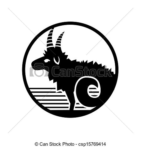 Goat animal capricorn icon vector graphic. Goat ram face vector 