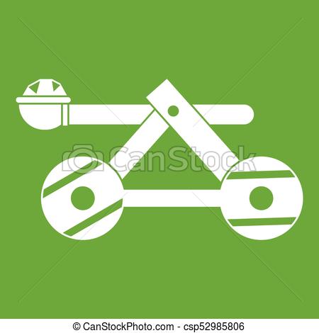 Ancient wooden catapult icon flat style Royalty Free Vector