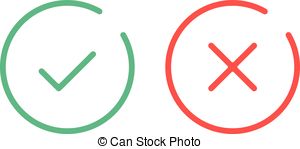 Tick And Cross Signs. Green Checkmark OK And Red X Icons, Isolated 