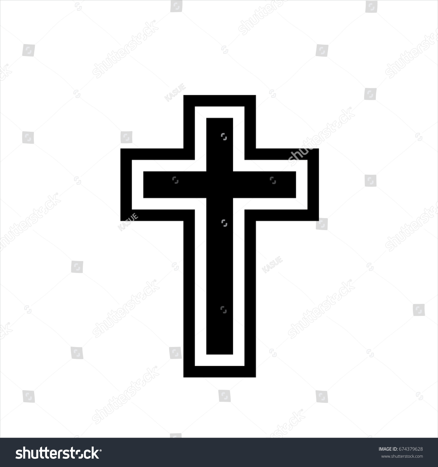 Christian cross icon in cartoon style Royalty Free Vector