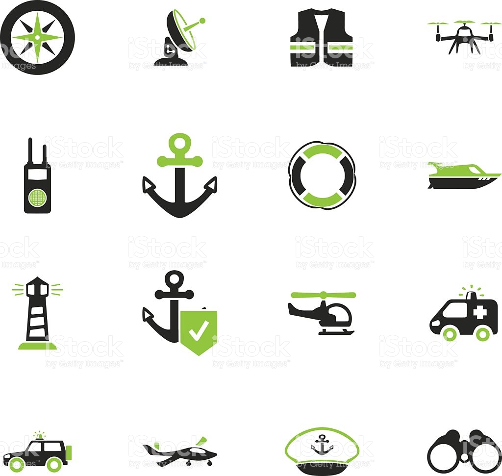 Coast Guard icon set for web sites and user interface Stock Vector 