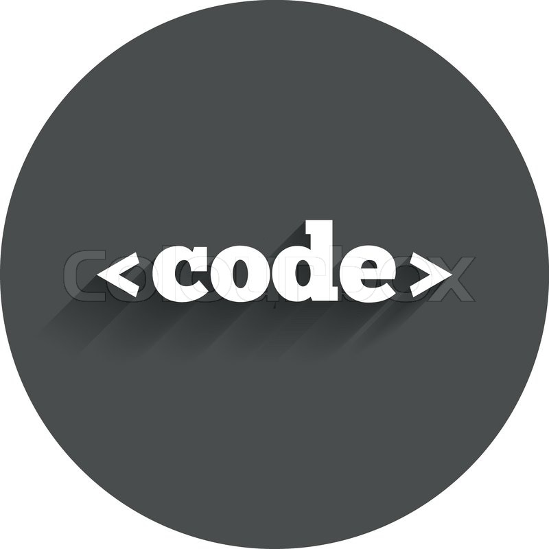 Code sign icon. Programming language symbol. Circle flat button 