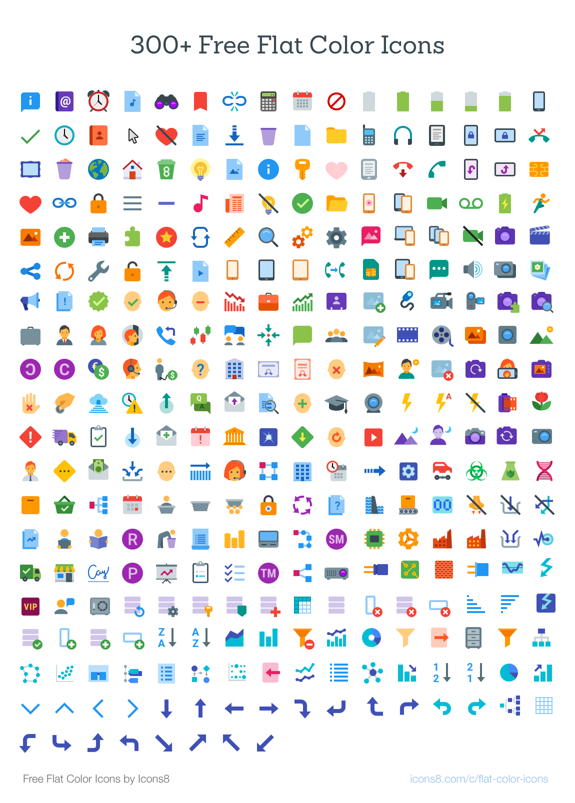 Freebie: 300  Flat Color Icons by Icons8 | Freebies | Designify