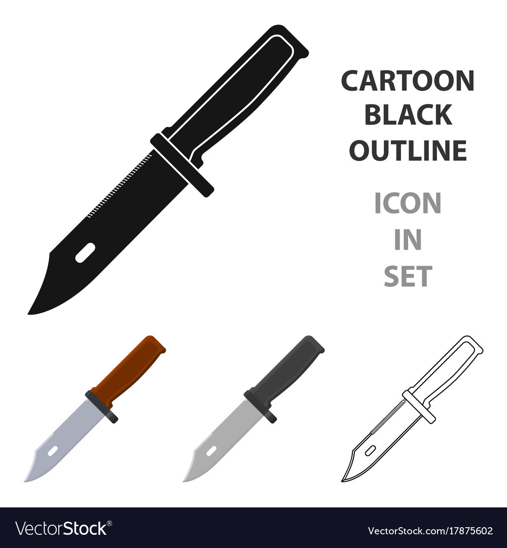 Military combat knife icon in cartoon style isolated on clip 