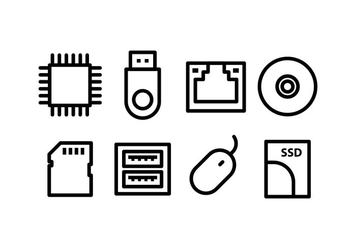 Set of computer hardware icons Royalty Free Vector Clip Art Image 