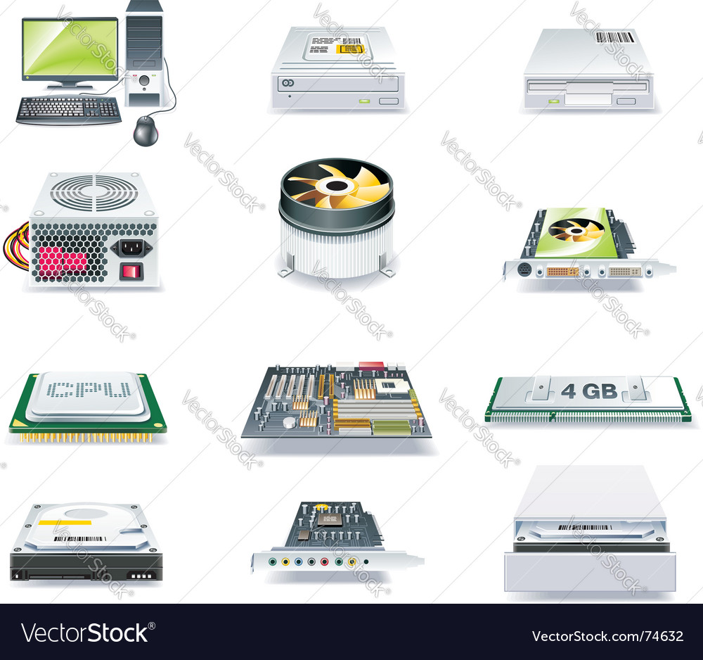 Computer Peripherals and Parts Flat Icons Set by Vadymg | GraphicRiver
