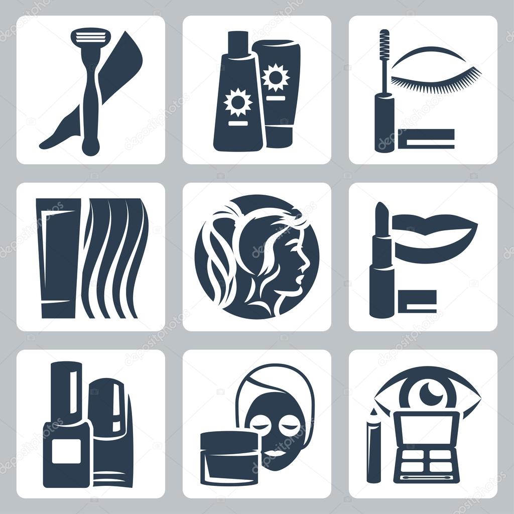 Modern Icons Set Of Cosmetics, Beauty, Spa And Symbols Collection 