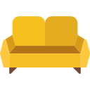 Couch icon in black style isolated on white background. Furniture 