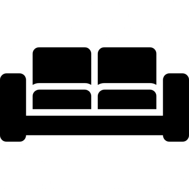 Couch icon. Drop shadow upholstered sofa silhouette symbol. Modern 