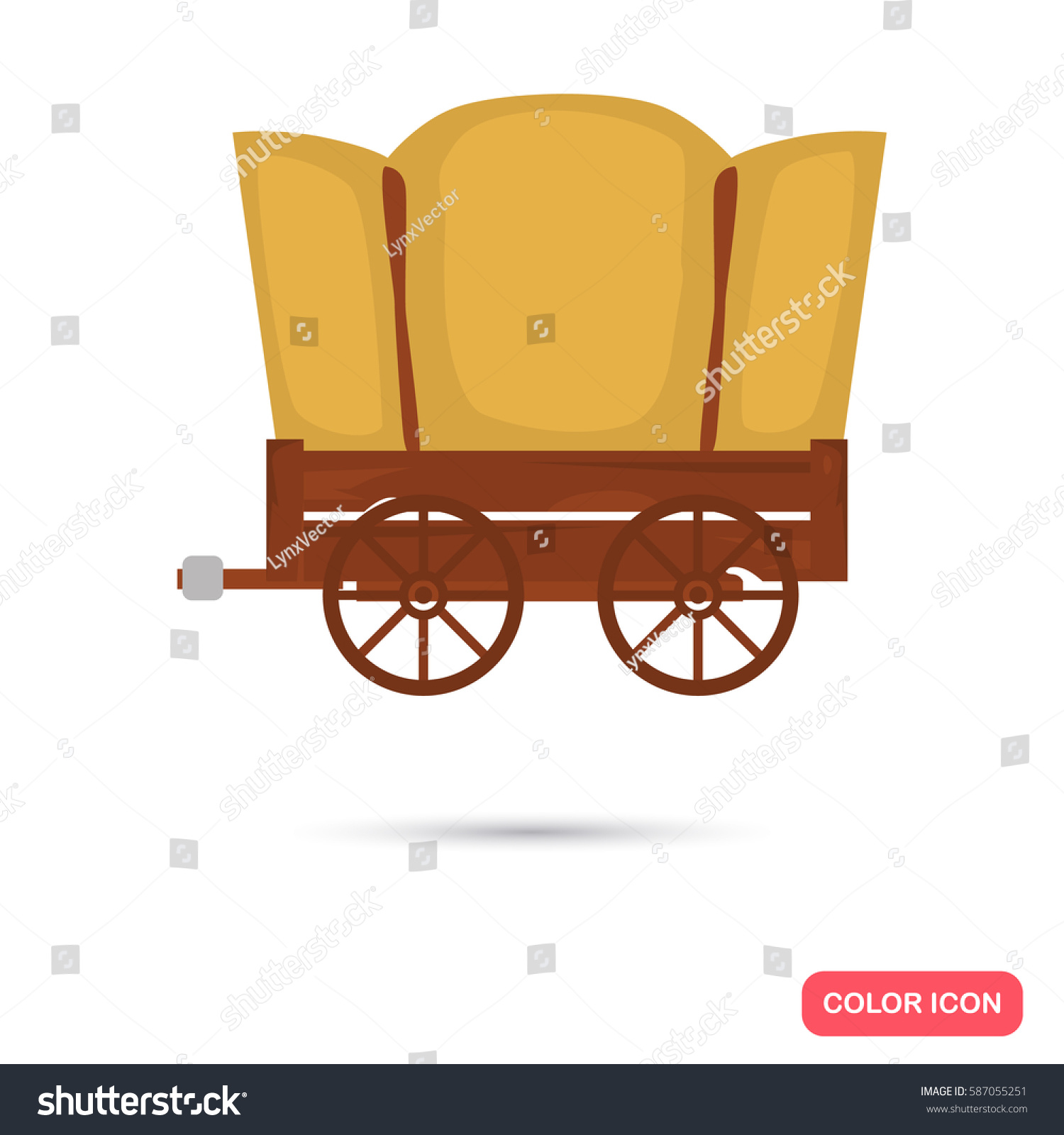 Ancient western covered wagon icon green Stock Vector Art 
