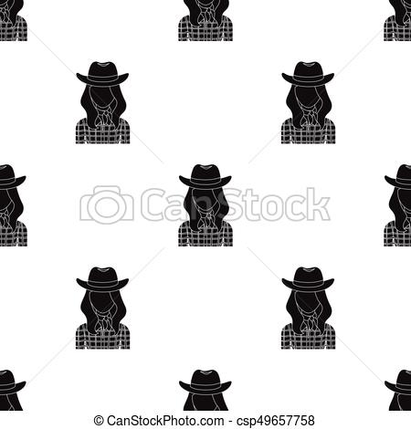 Cowgirl icon in monochrome style isolated on white background 