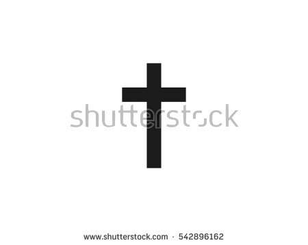 White Christian Cross Icon Black Circle Stock Vector 424698634 