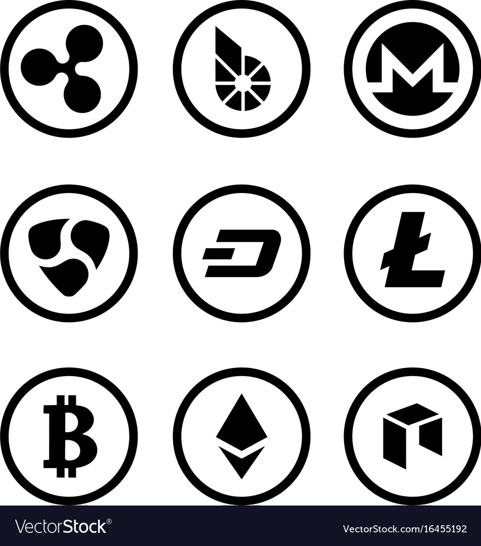 Cryptocurrency or virtual currencies icon set Vector Image