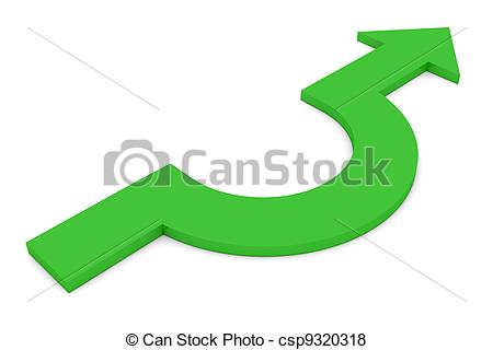 Green Arrows Set Curved Shiny 3d Stock Vector 537208063 - 