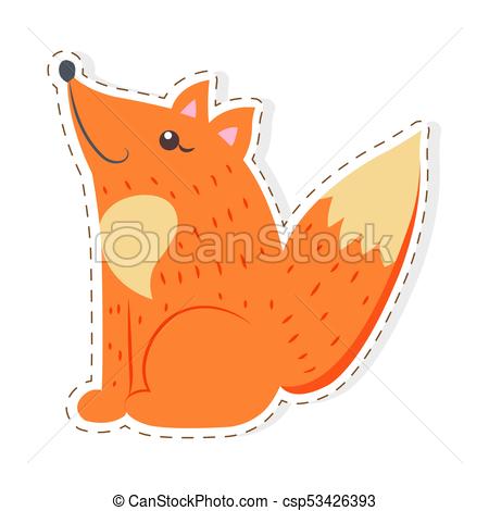 Ladscape with cute fox icon over white background, colorful 