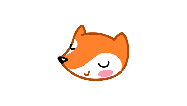 Negative Space Logo With Sitting Fox. Orange Fox Silhouette 