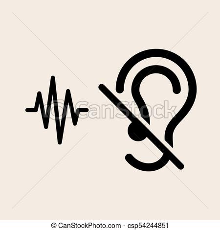 Isolated Deaf Icon Symbol On Clean Background. Vector Mute Element 